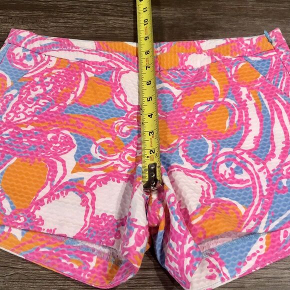 Lilly Pulitzer Adie Shorts 00 Multicolor Side Zip Pockets Textured Flat Front - Picture 5 of 11